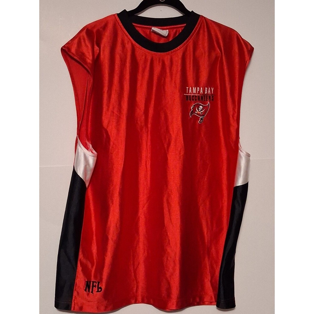 Men's NFL Tampa Bay Buccaneers Red Black Sleeveless Tank Top Jersey L VTG